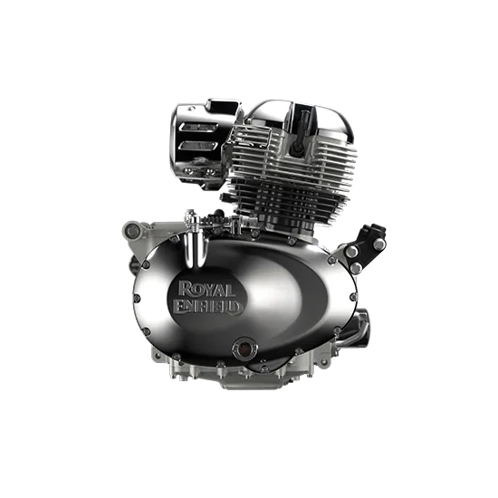 Royal Enfield 648cc Parallel-Twin Motor – Detailansicht des Motorradmotos der Bullet 650