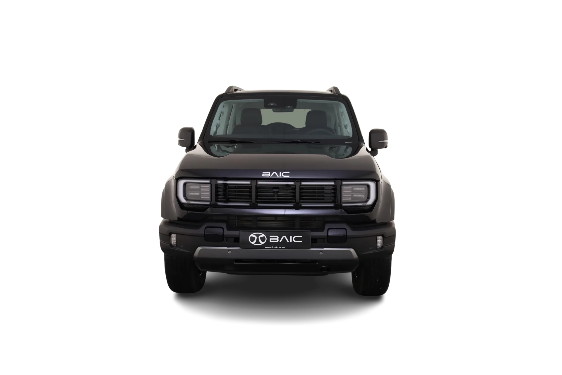 Frontansicht des BAIC BJ40 D Pro Geländewagens, Modelljahr 2024, in Schwarz.