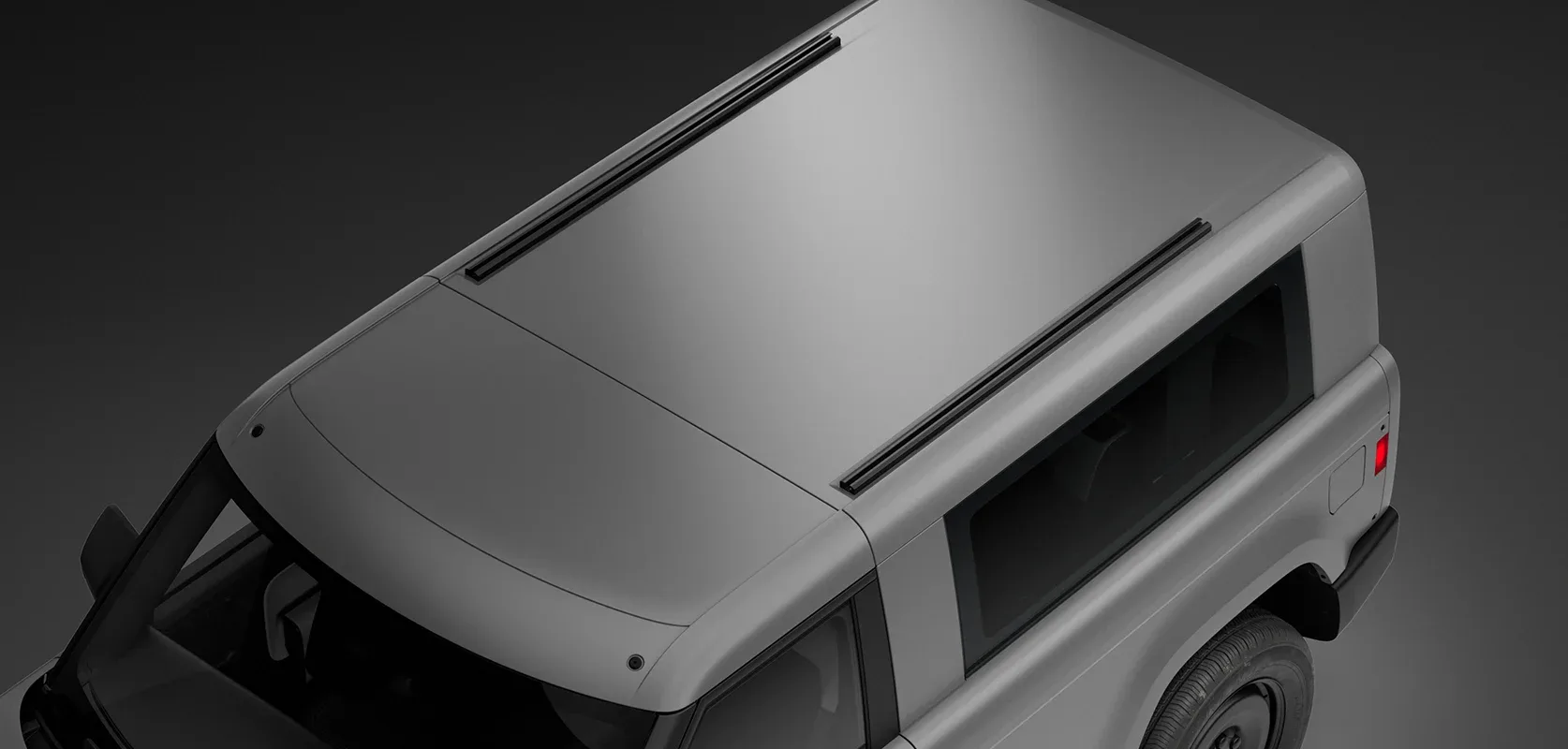 Minimalistisches Dach eines Blank Slate Elektroautos mit zwei länglichen Access Points.
