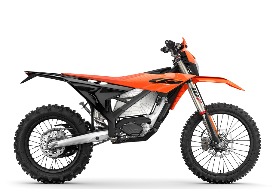 KTM FREERIDE E 2027 elektrische Enduro im Profil, Seite, orange