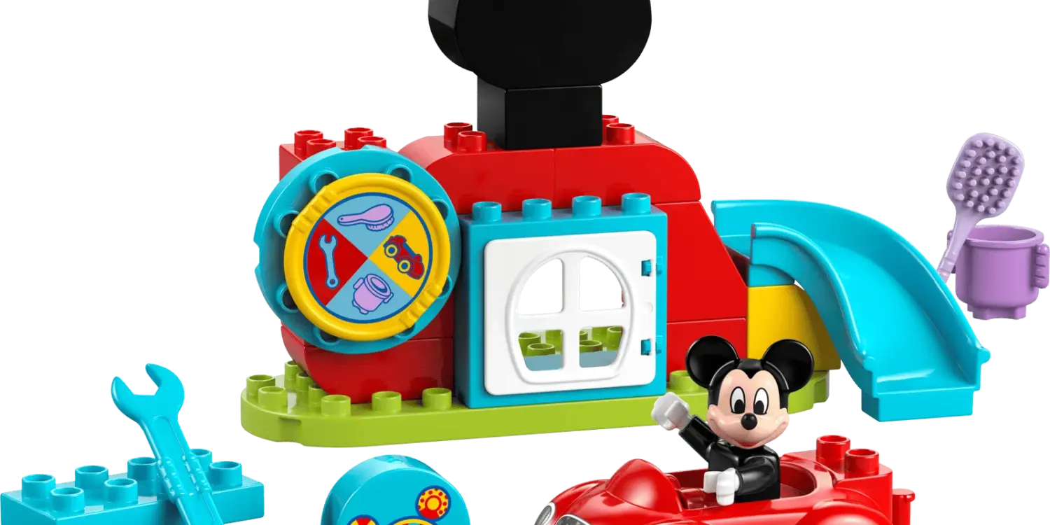 LEGO DUPLO Set mit Micky Maus, rotem Auto, Clubhaus und buntem Zubehör für Kleinkinder